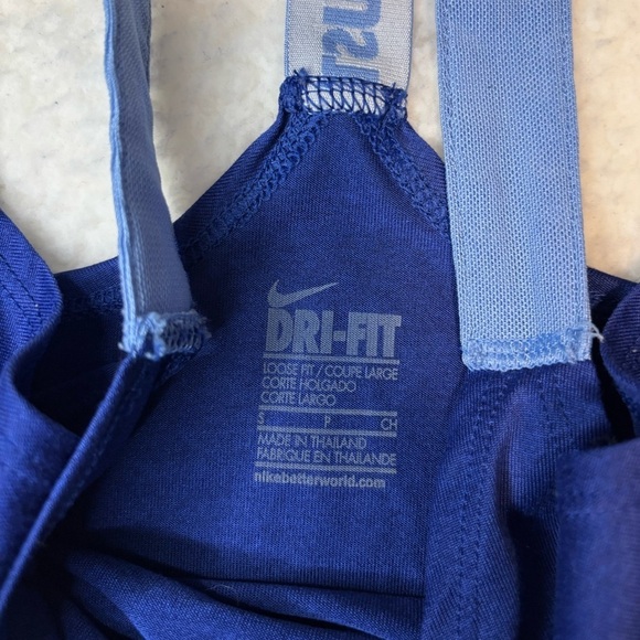 Nike Women Blue Dri-Fit Elastika Racerback Logo Tank Top - Picture 4 of 9